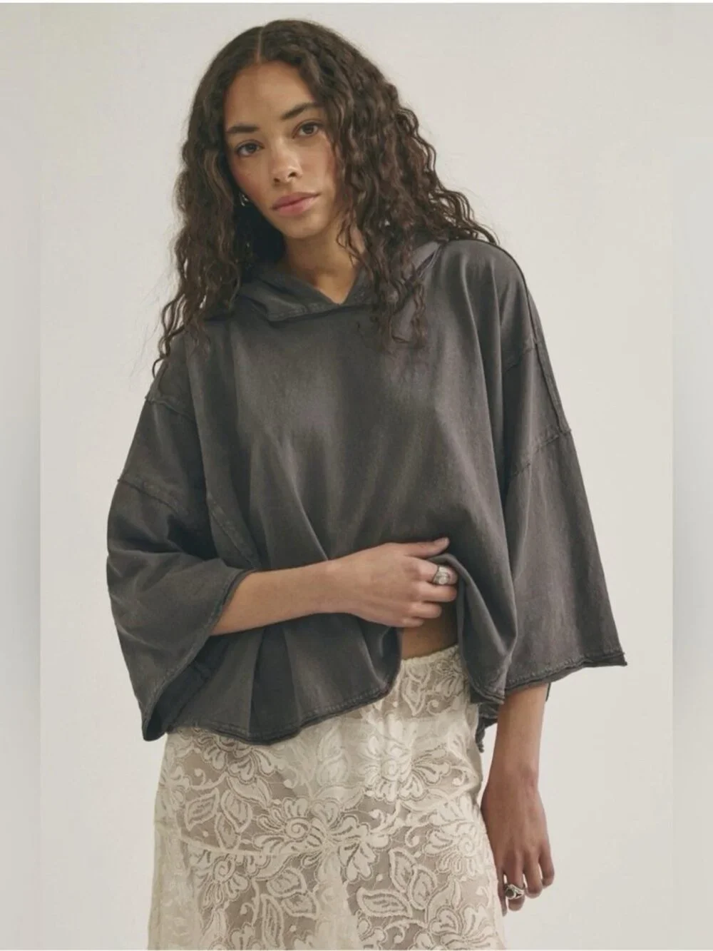 FREE PEOPLE WE THE FREE COME AND GO HOODIEWASHED BLACK Size XS/S NWOT